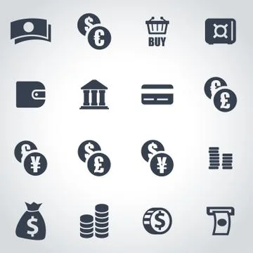 Vector black money icon set Stock Illustration