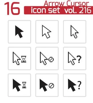 Vector black mouse cursor icons set Illustrazione stock