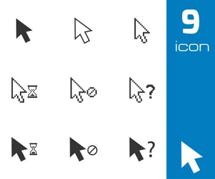 Vector black mouse cursor icons set Illustrazione stock