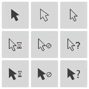 Vector black mouse cursor icons set Illustrazione stock