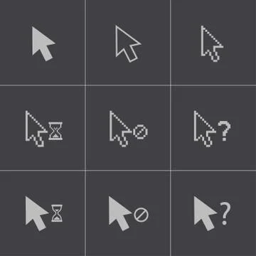 Vector black mouse cursor icons set Stock Illustration