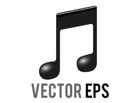 Vector black music note icon, beamed pair of eighth musical notes Illustrazione stock