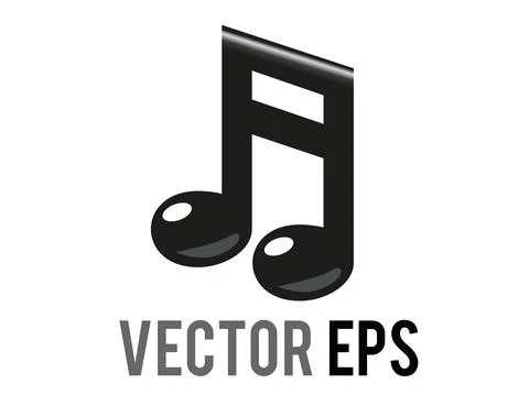 Vector black music note icon, beamed pair of eighth musical notes Illustration