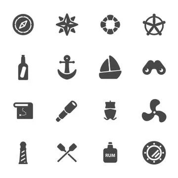 Vector black nautical icons set イラスト素材