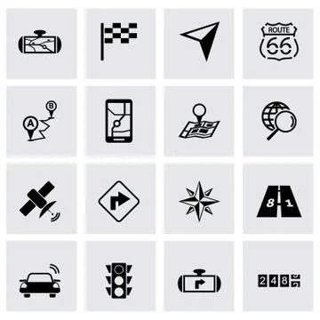 Vector black navigation icon set Stock Illustration
