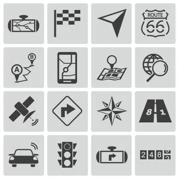 Vector Black Navigation Icons Set Stock Illustration