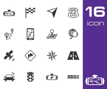 Vector black navigation icons set Stock Illustration