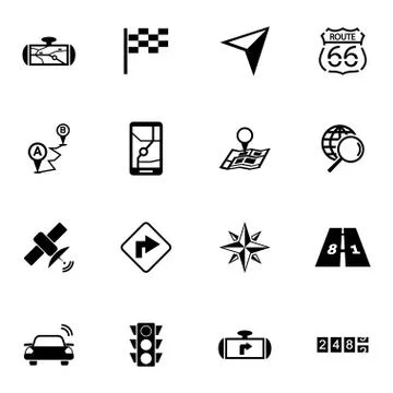Vector black navigation icons set Stock Illustration