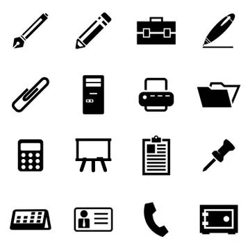 Vector black notes icon set Stock Illustration