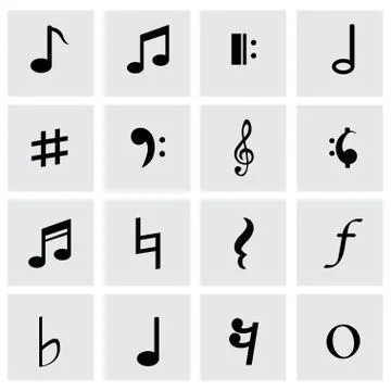Vector black notes icons set Illustrazione stock