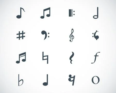 Vector black  notes icons set 스톡 일러스트