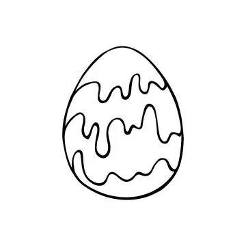 Vector black outline easter egg. Holiday illustration in hand drawn doodle st Illustrazione stock
