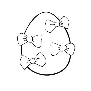 Vector black outline easter egg. Holiday illustration in hand drawn doodle st Stock Illustration
