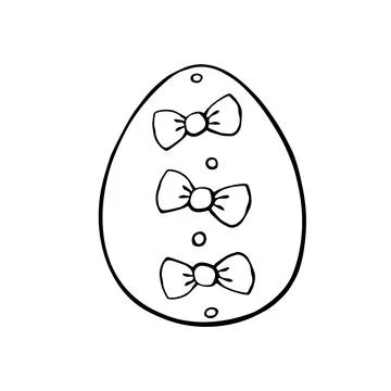 Vector black outline easter egg. Holiday illustration in hand drawn doodle st 스톡 일러스트