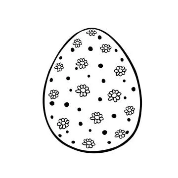 Vector black outline easter egg with flowers. Holiday illustration in hand dr Stock Illustration