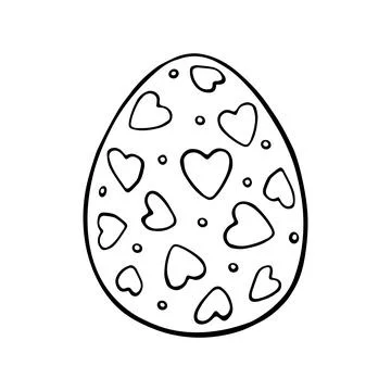 Vector black outline easter egg with hearts. Holiday illustration in hand dra Illustrazione stock
