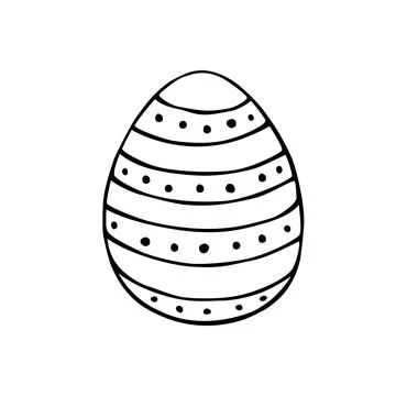 Vector black outline easter egg in stripes. Holiday illustration in hand draw Stock Illustration