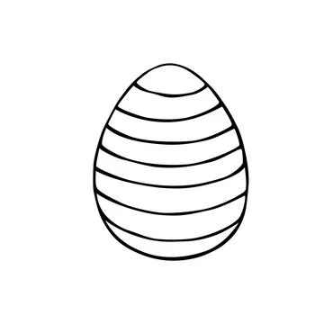 Vector black outline easter egg in stripes. Holiday illustration in hand draw Illustrazione stock