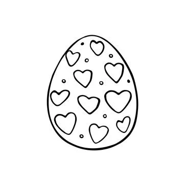 Vector black outline easter egg with hearts. Holiday illustration in hand dra Illustrazione stock