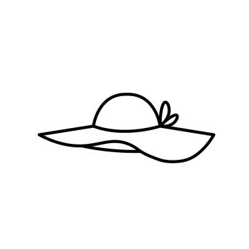 Vector black outline women's hat icon. EPS 10..... Ladies fashionable hat sig Stock Illustration
