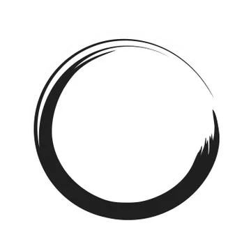 Vector black paint brush circle stroke. Abstract japanese style hand drawn black Stock Illustration