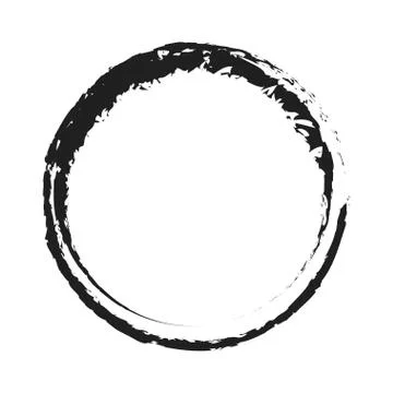 Vector black paint brush circle stroke. Abstract japanese style hand drawn black Illustrazione stock