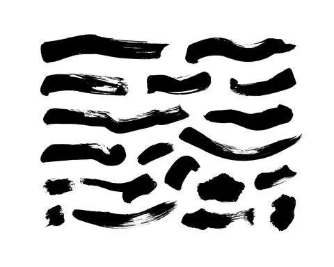 Vector black paint, ink brush strokes and lines. Stock Illustration