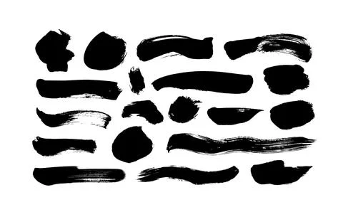 Vector black paint, ink brush strokes and lines. Stock Illustration