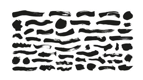 Vector black paint, ink brush strokes and lines. Stock Illustration