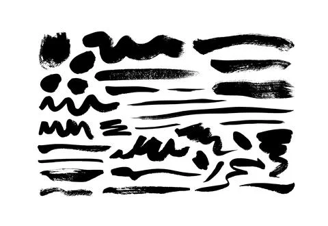 Vector black paint, ink brush strokes and lines. Stock Illustration