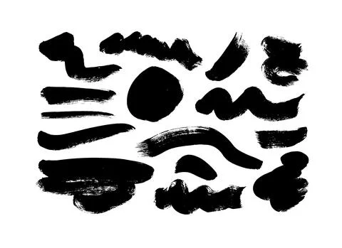 Vector black paint, ink brush strokes and lines. Stock Illustration