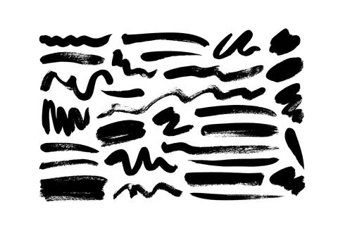 Vector black paint, ink brush strokes and lines. Stock Illustration