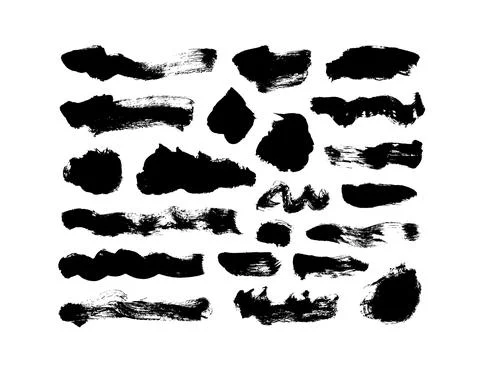 Vector black paint, ink brush strokes and lines. Illustrazione stock