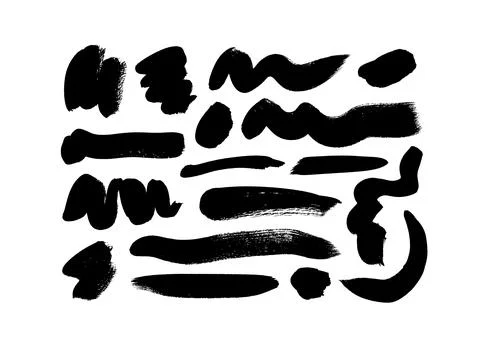 Vector black paint, ink brush strokes and lines. Stock Illustration