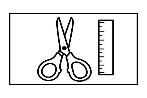 Vector of Black pair of scissors with ruler isolated Stock Illustration