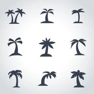 Vector black palm icon set Illustrazione stock