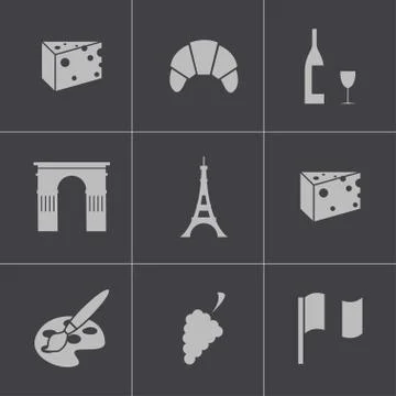 Vector black paris icons set イラスト素材