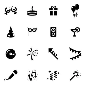 Vector black party icon set Stock Illustration