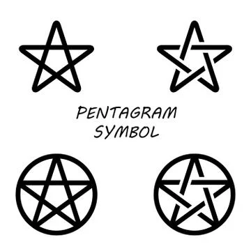 Vector black pentagram icon set Stock Illustration
