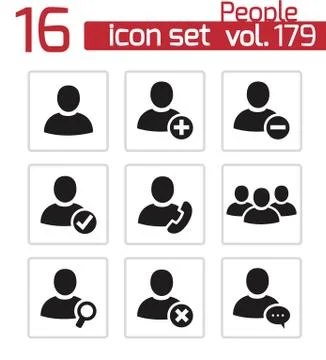 Vector black people icons set Stock Illustration