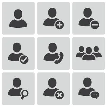 Vector black people icons set Stock Illustration