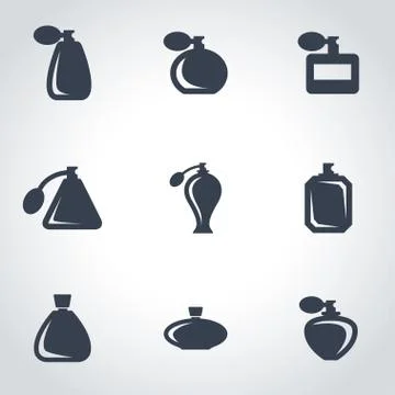 Vector black perfume icon set Stock Illustration