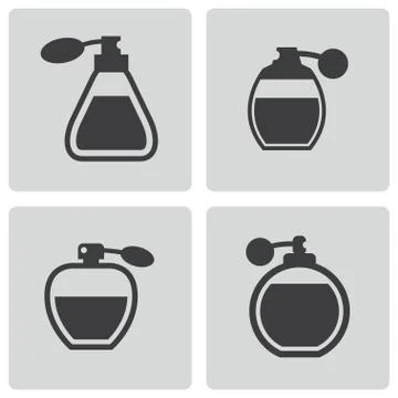 Vector black perfume icons set Stock Illustration