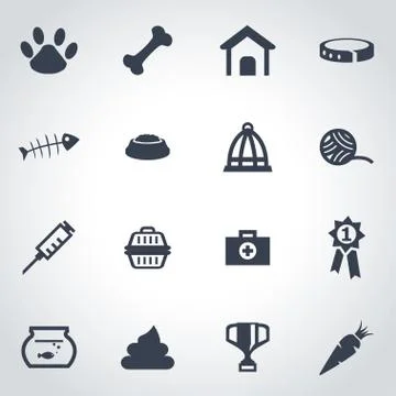 Vector black pet icon set イラスト素材