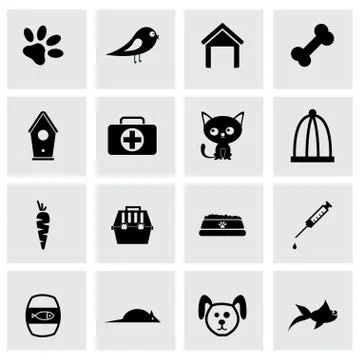 Vector black pet icons set Stock Illustration