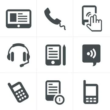 Vector black phone icons set on gray Stock-Illustration