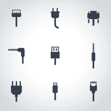 Vector black plug icon set Stockillustratie