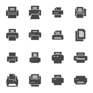 Vector black printer icons set Stock-Illustration