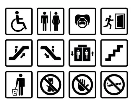 Vector black public icons Stock Illustration