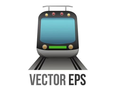Vector black public transport train or subway on rails icon for short or medi 스톡 일러스트